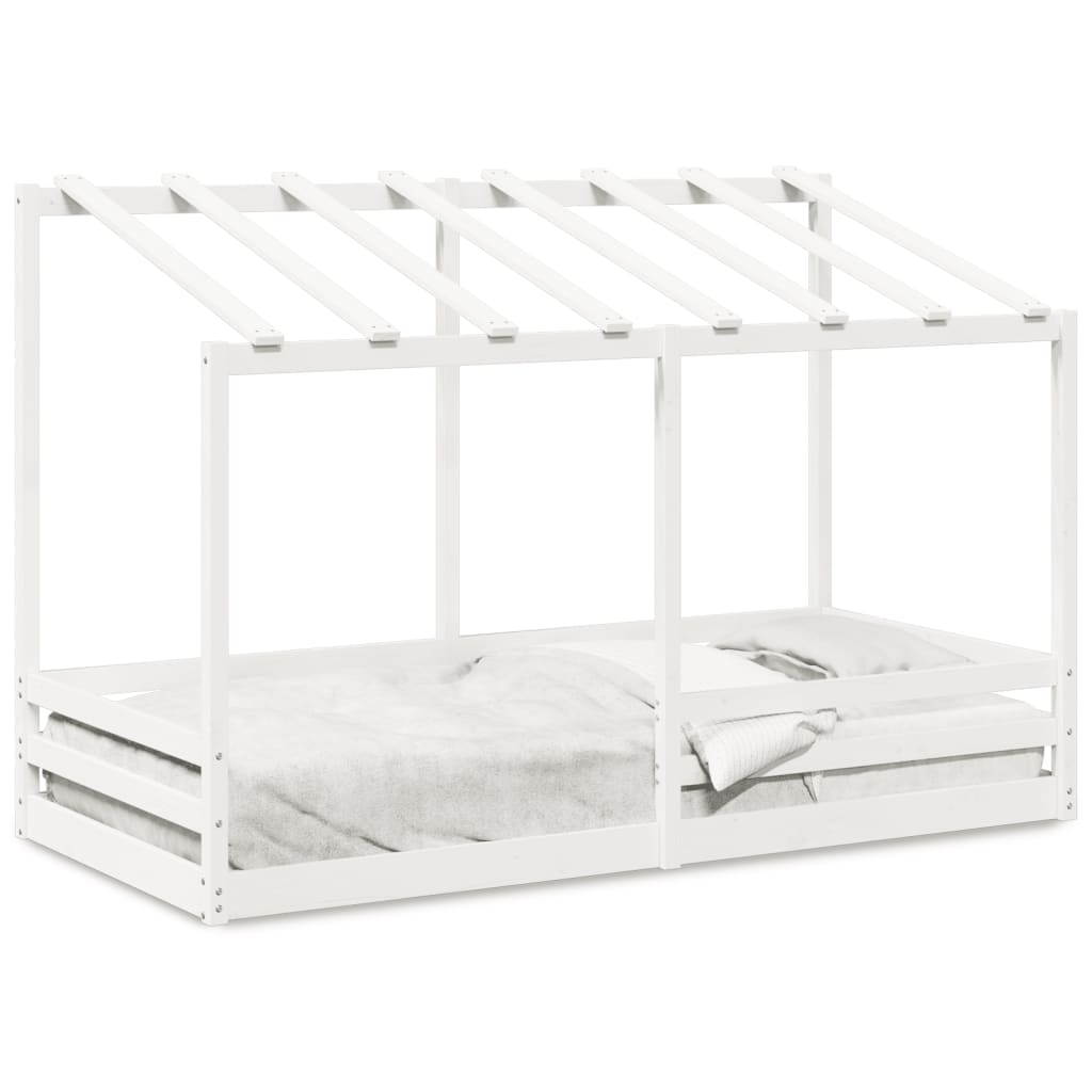 Kinderbed met bedhuis 100x200 cm massief grenenhout wit is nu te koop bij PeponiXL, paradijselijk wonen!