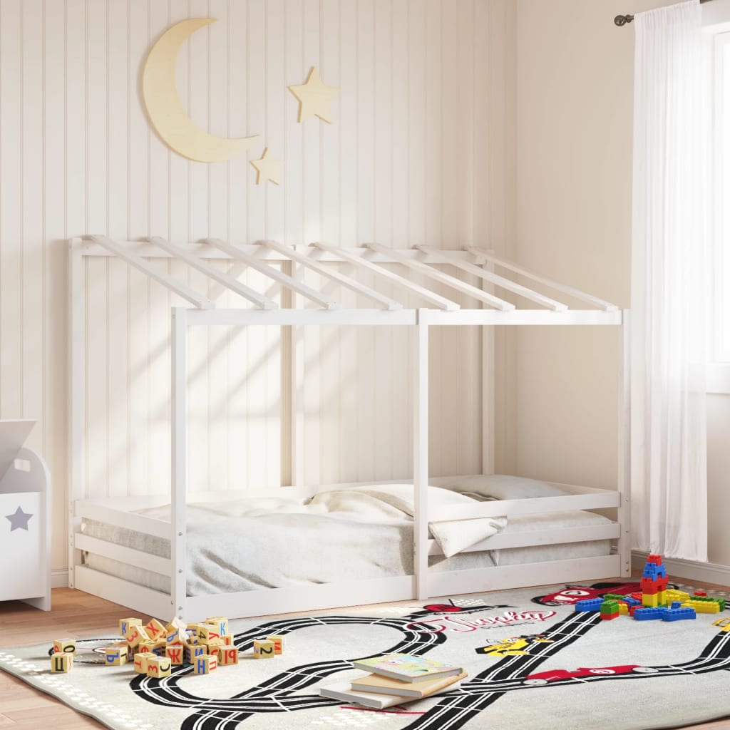 Kinderbed met bedhuis 90x200 cm massief grenenhout wit is nu te koop bij PeponiXL, paradijselijk wonen!