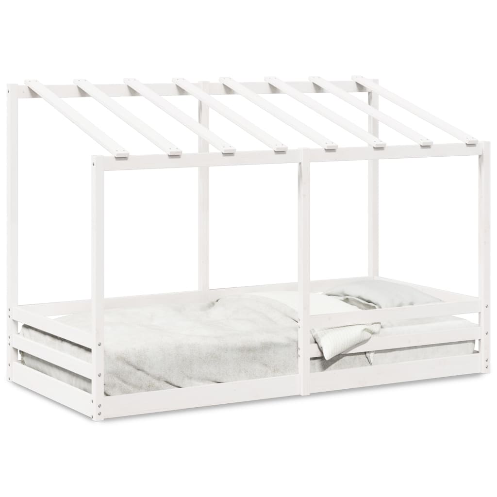 Kinderbed met bedhuis 90x200 cm massief grenenhout wit is nu te koop bij PeponiXL, paradijselijk wonen!