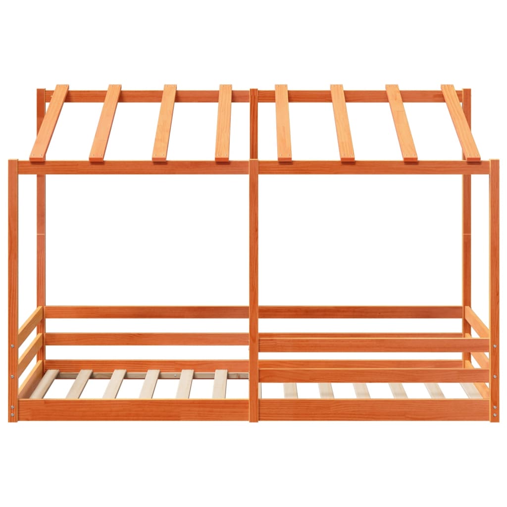 Kinderbed met bedhuis 90x200 cm massief grenenhout wasbruin is nu te koop bij PeponiXL, paradijselijk wonen!
