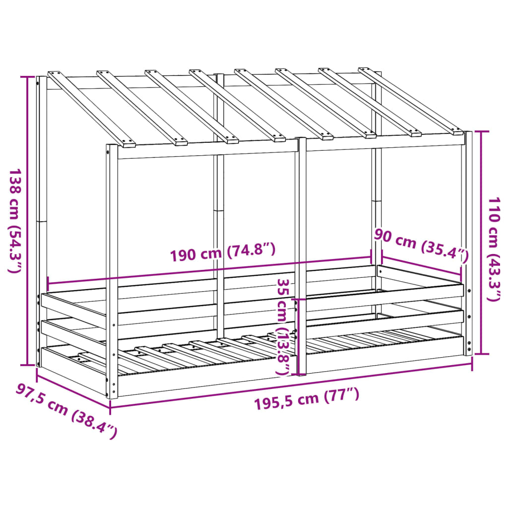 Kinderbed met bedhuis 90x190 cm massief grenenhout wit is nu te koop bij PeponiXL, paradijselijk wonen!