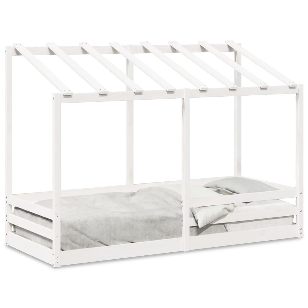 Kinderbed met bedhuis 90x190 cm massief grenenhout wit is nu te koop bij PeponiXL, paradijselijk wonen!