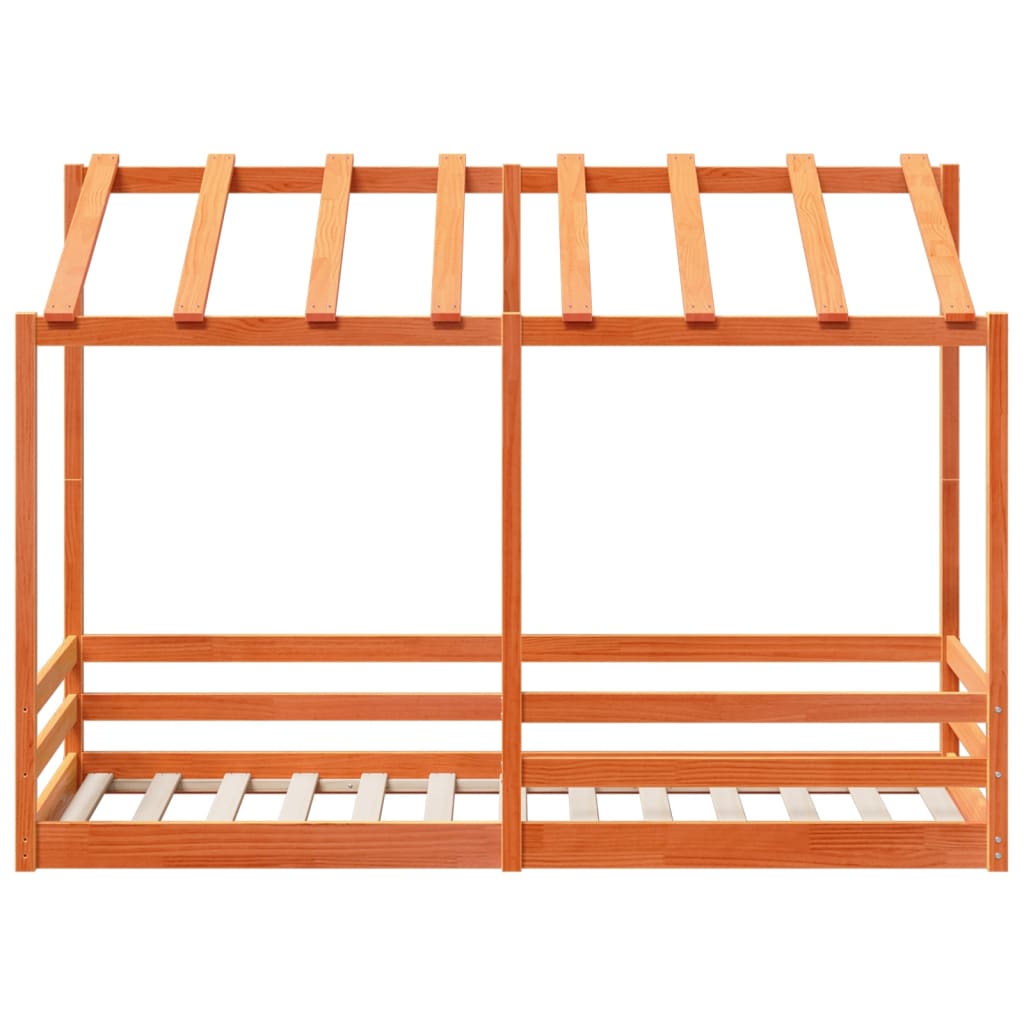 Kinderbed met bedhuis 90x190 cm massief grenenhout wasbruin is nu te koop bij PeponiXL, paradijselijk wonen!