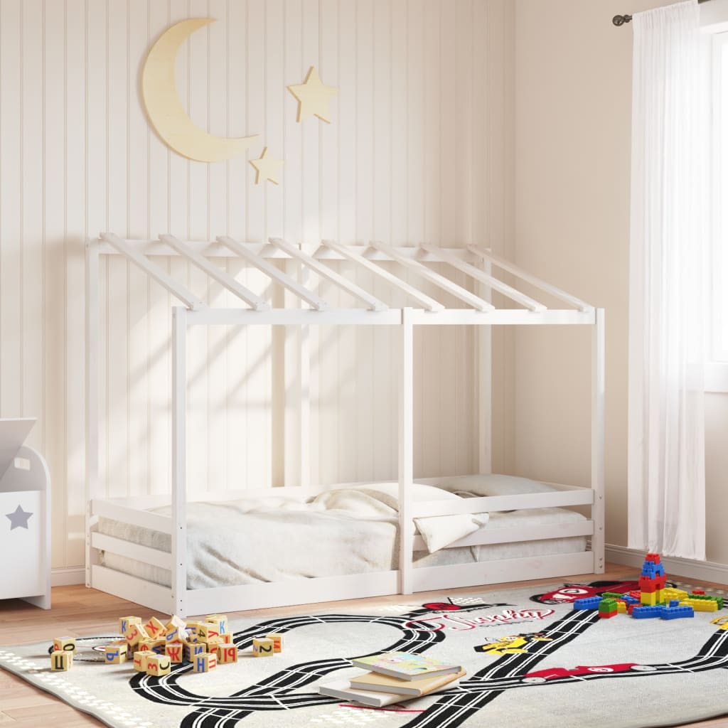 Kinderbed met bedhuis 75x190 cm massief grenenhout wit is nu te koop bij PeponiXL, paradijselijk wonen!