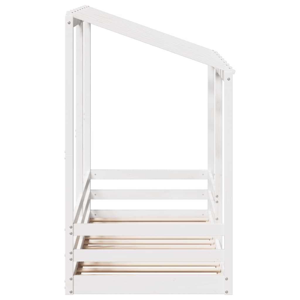 Kinderbed met bedhuis 75x190 cm massief grenenhout wit is nu te koop bij PeponiXL, paradijselijk wonen!