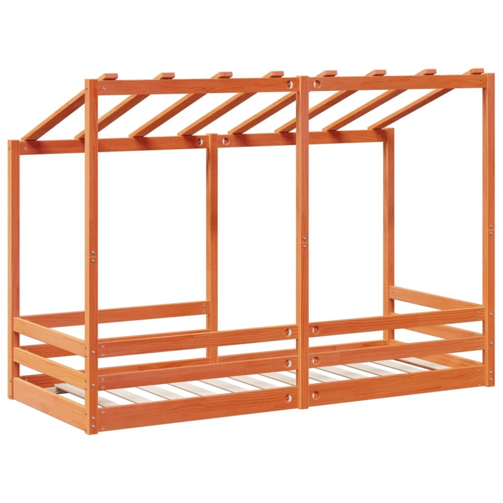 Kinderbed met bedhuis 75x190 cm massief grenenhout wasbruin is nu te koop bij PeponiXL, paradijselijk wonen!