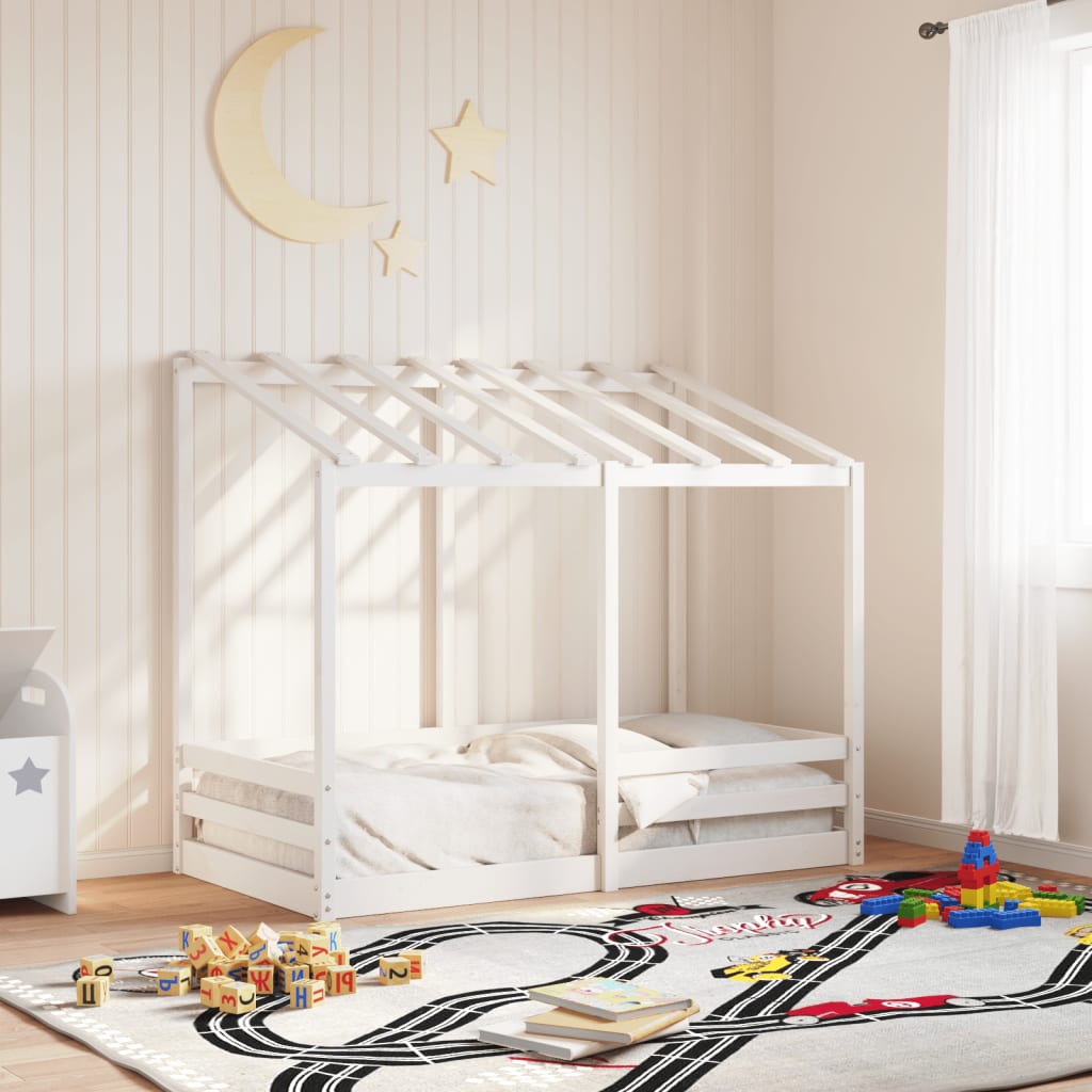 Kinderbed met bedhuis 70x140 cm massief grenenhout wit is nu te koop bij PeponiXL, paradijselijk wonen!
