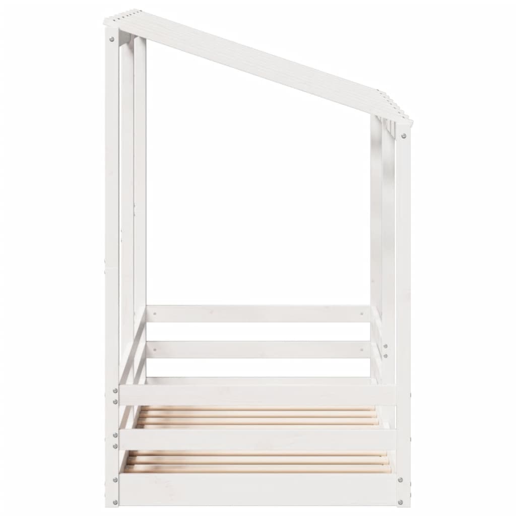 Kinderbed met bedhuis 70x140 cm massief grenenhout wit is nu te koop bij PeponiXL, paradijselijk wonen!