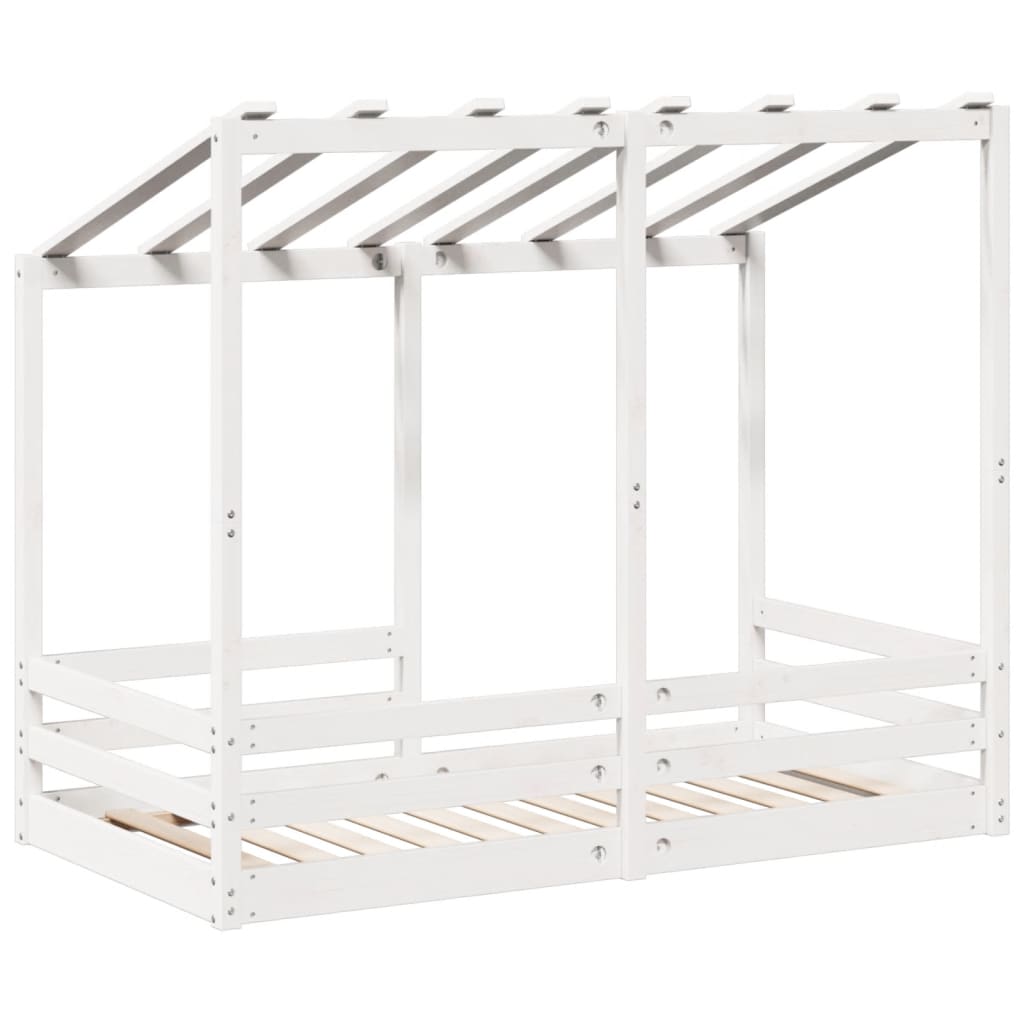 Kinderbed met bedhuis 70x140 cm massief grenenhout wit is nu te koop bij PeponiXL, paradijselijk wonen!