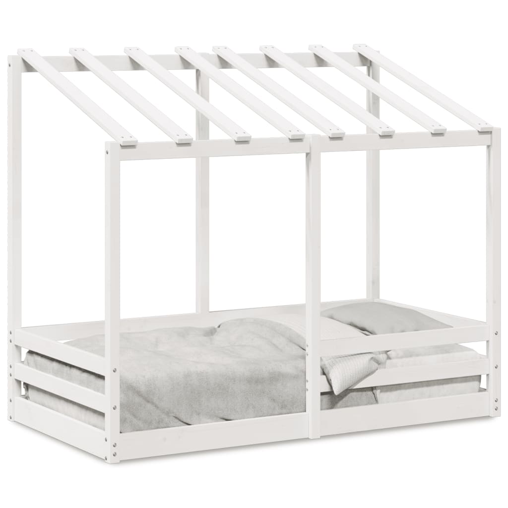 Kinderbed met bedhuis 70x140 cm massief grenenhout wit is nu te koop bij PeponiXL, paradijselijk wonen!