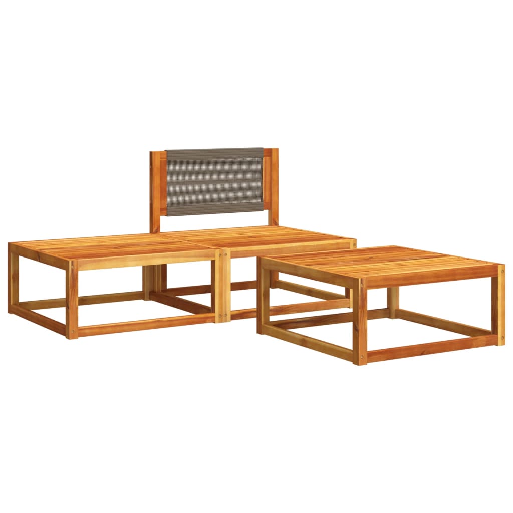 3-delige tuinbankset met kussens acaciahout & touw is nu te koop bij PeponiXL, paradijselijk wonen!