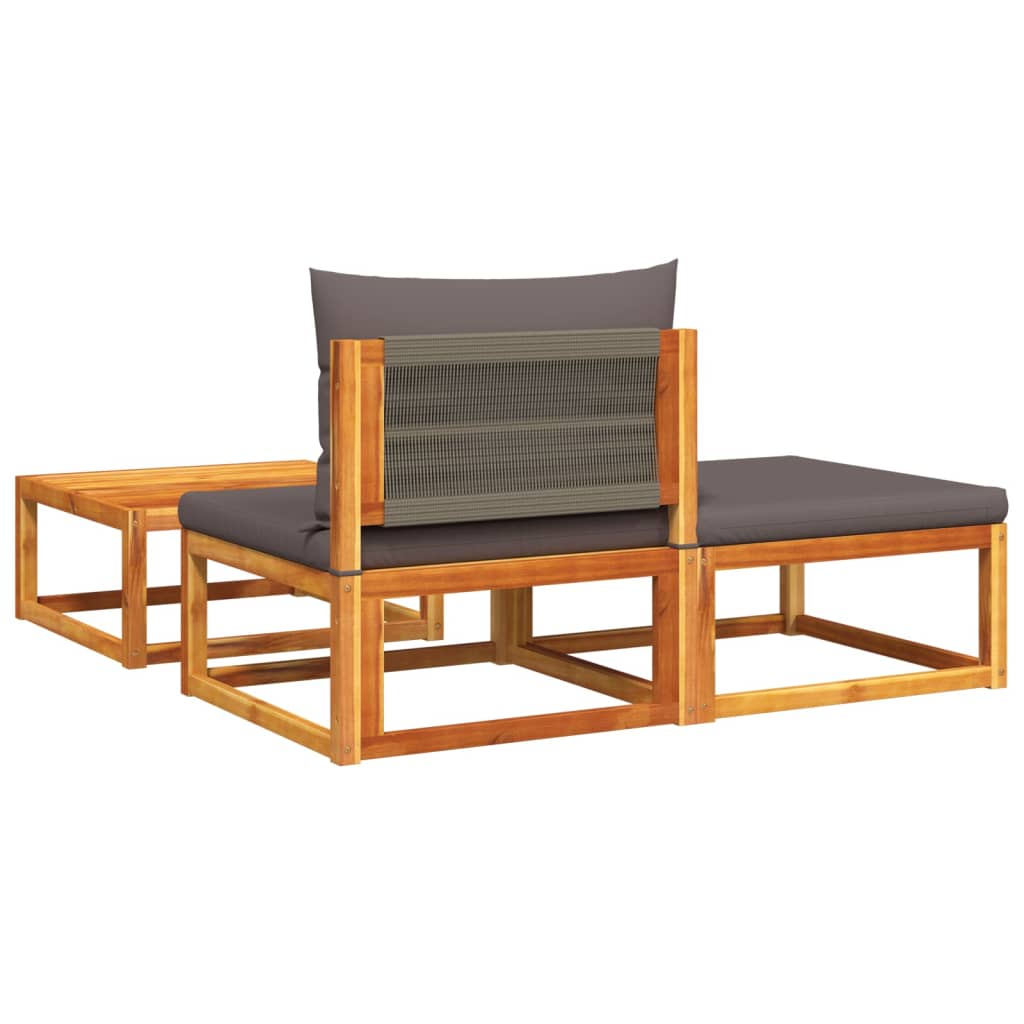 3-delige tuinbankset met kussens acaciahout & touw is nu te koop bij PeponiXL, paradijselijk wonen!