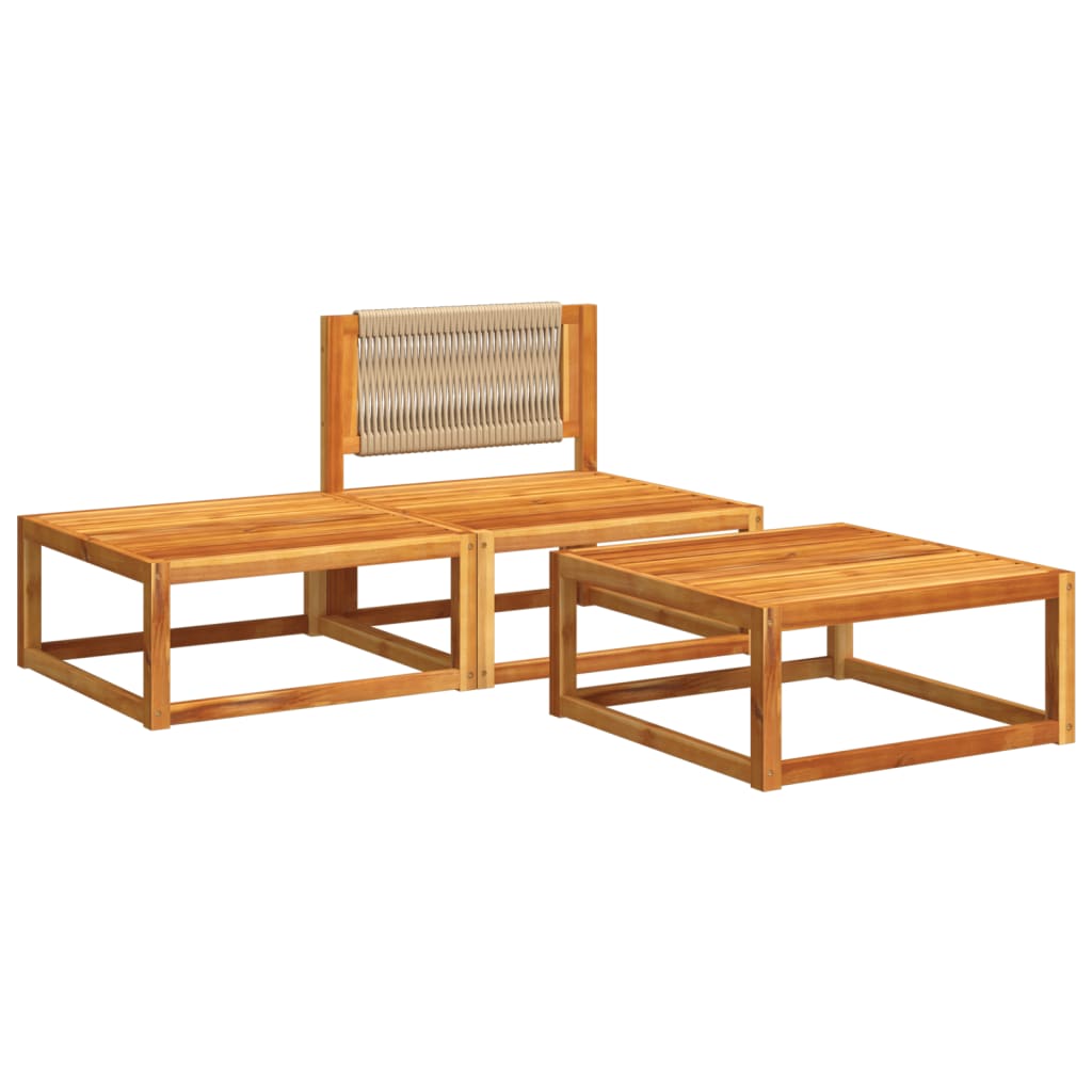 3-delige tuinbankset met kussens acaciahout & touw is nu te koop bij PeponiXL, paradijselijk wonen!
