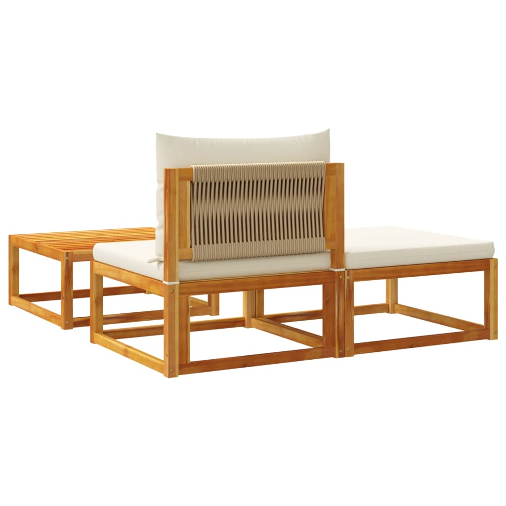 3-delige tuinbankset met kussens acaciahout & touw is nu te koop bij PeponiXL, paradijselijk wonen!