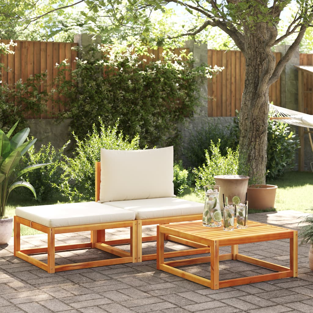 3-delige tuinbankset met kussens acaciahout & rotan is nu te koop bij PeponiXL, paradijselijk wonen!