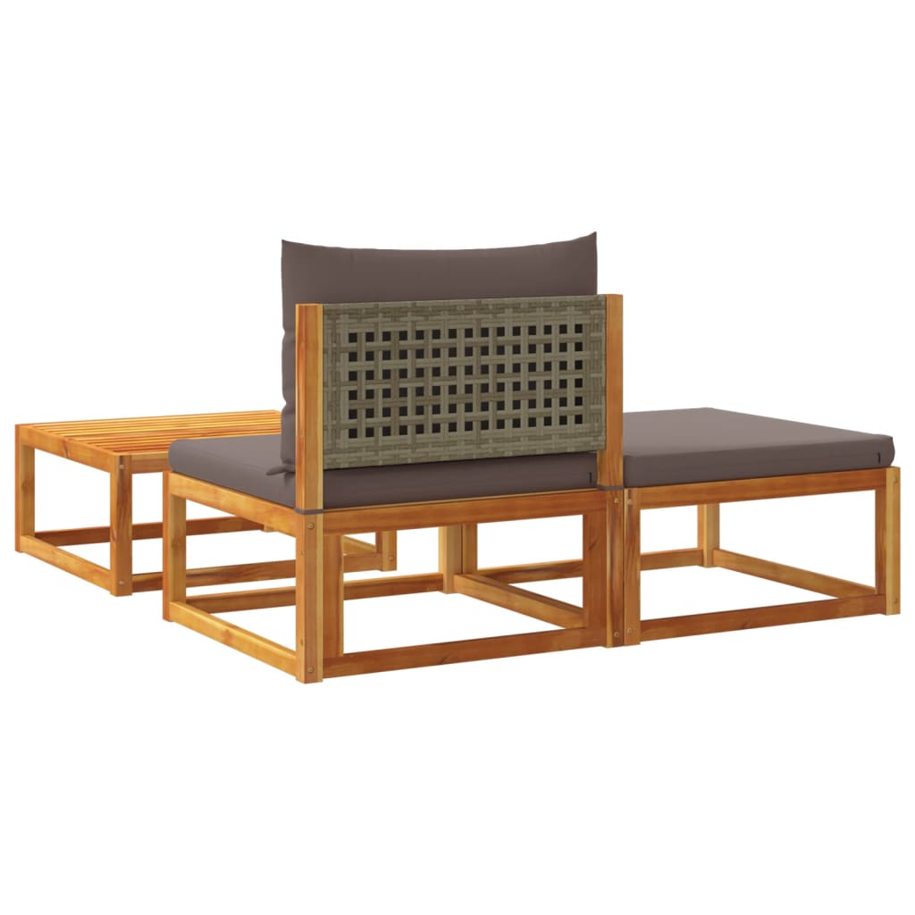 3-delige tuinbankset met kussens acaciahout & rotan is nu te koop bij PeponiXL, paradijselijk wonen!