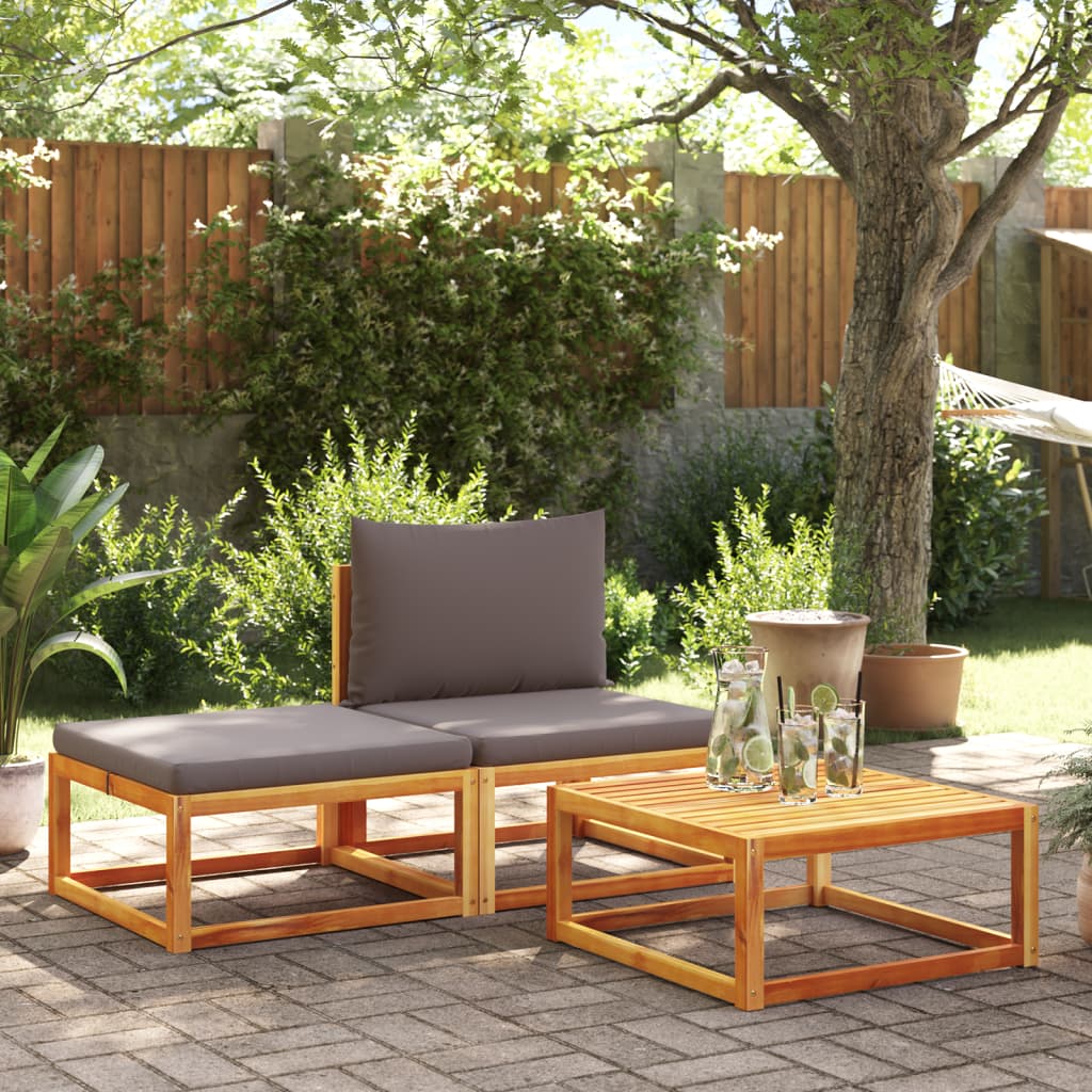 3-delige tuinbankset met kussens acaciahout & rotan is nu te koop bij PeponiXL, paradijselijk wonen!