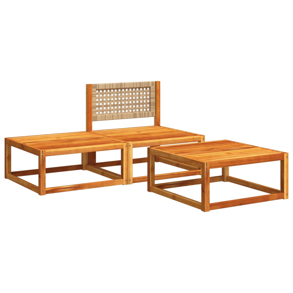 3-delige tuinbankset met kussens acaciahout & rotan is nu te koop bij PeponiXL, paradijselijk wonen!
