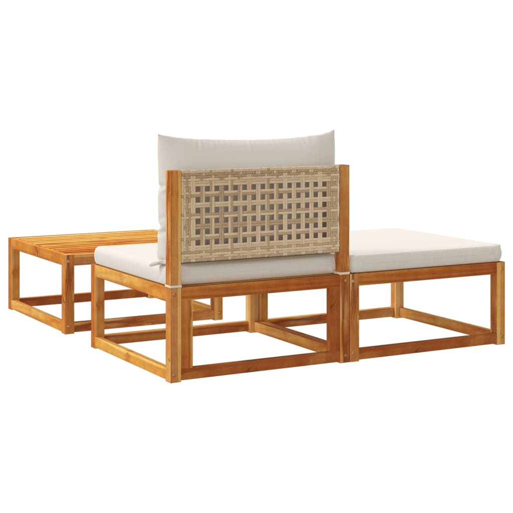3-delige tuinbankset met kussens acaciahout & rotan is nu te koop bij PeponiXL, paradijselijk wonen!