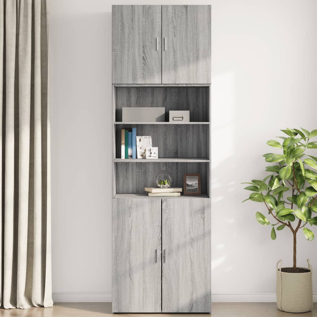 Wandkast 80x42,5x64 cm bewerkt hout grijs sonoma eikenkleurig is nu te koop bij PeponiXL, paradijselijk wonen!