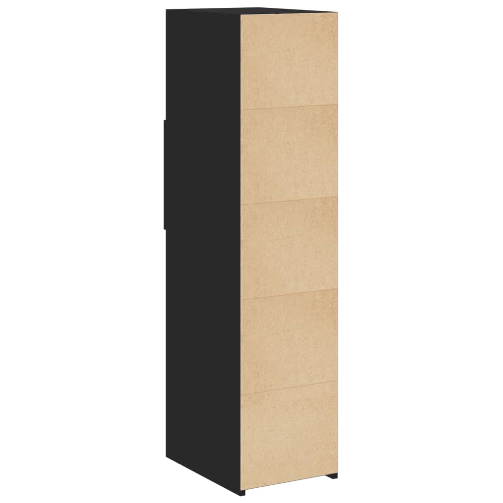 Hoge kast 30x42,5x124 cm bewerkt hout zwart is nu te koop bij PeponiXL, paradijselijk wonen!