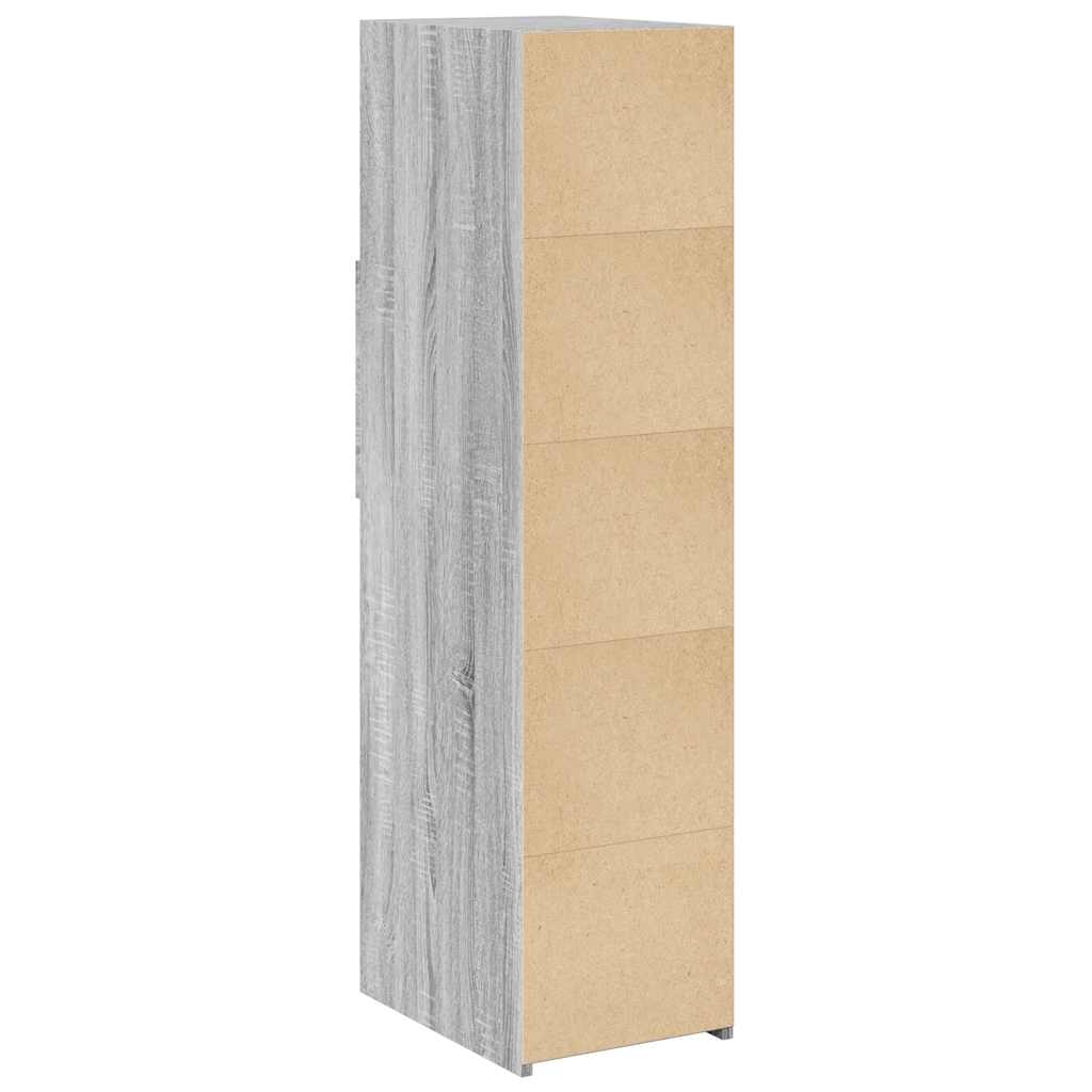 Hoge kast 30x42,5x124 cm bewerkt hout grijs sonoma eikenkleur is nu te koop bij PeponiXL, paradijselijk wonen!