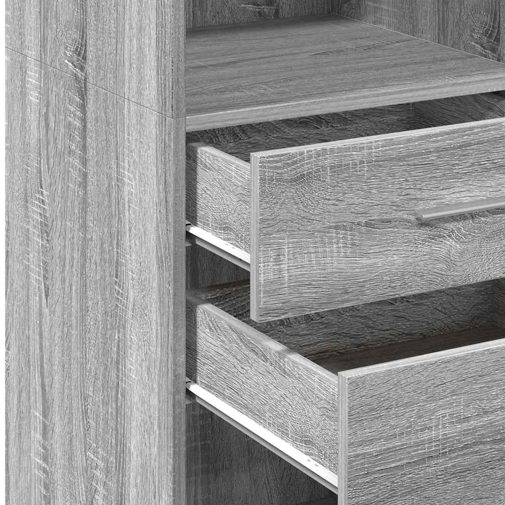 Hoge kast 30x42,5x124 cm bewerkt hout grijs sonoma eikenkleur is nu te koop bij PeponiXL, paradijselijk wonen!