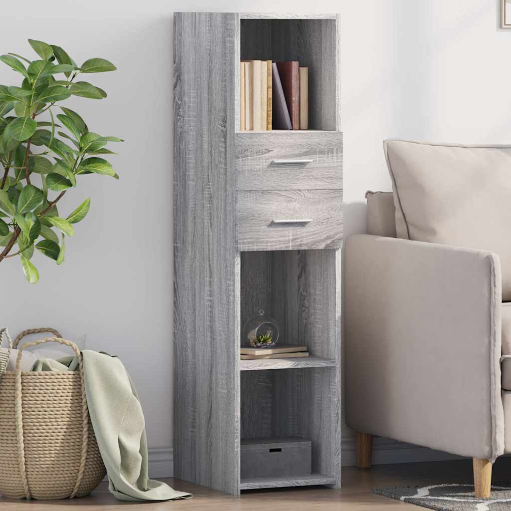 Hoge kast 30x42,5x124 cm bewerkt hout grijs sonoma eikenkleur is nu te koop bij PeponiXL, paradijselijk wonen!