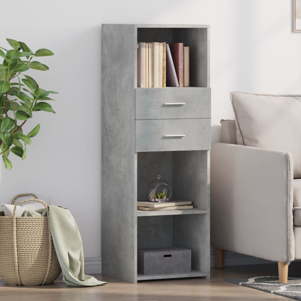 Hoge kast 40x42,5x124 cm bewerkt hout betongrijs is nu te koop bij PeponiXL, paradijselijk wonen!