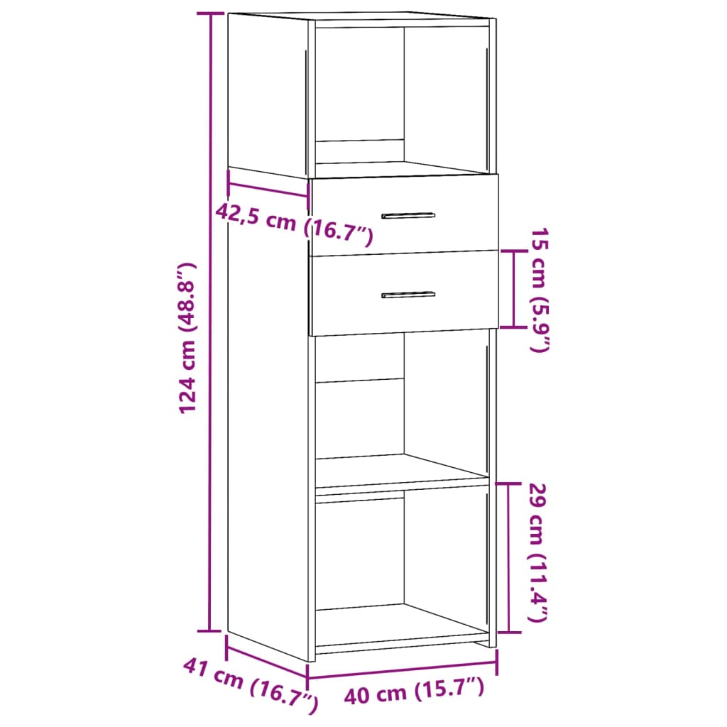 Hoge kast 40x42,5x124 cm bewerkt hout bruin eikenkleurig is nu te koop bij PeponiXL, paradijselijk wonen!