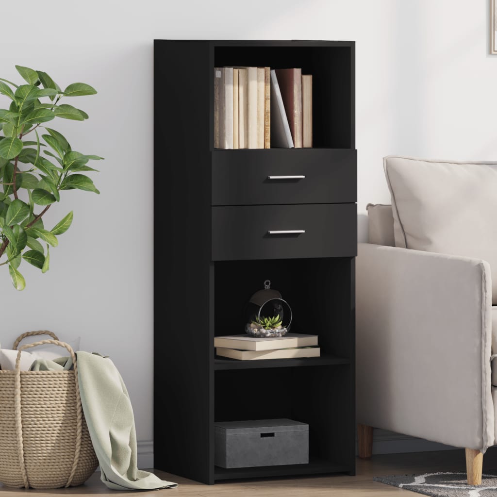 Hoge kast 45x42,5x124 cm bewerkt hout zwart is nu te koop bij PeponiXL, paradijselijk wonen!
