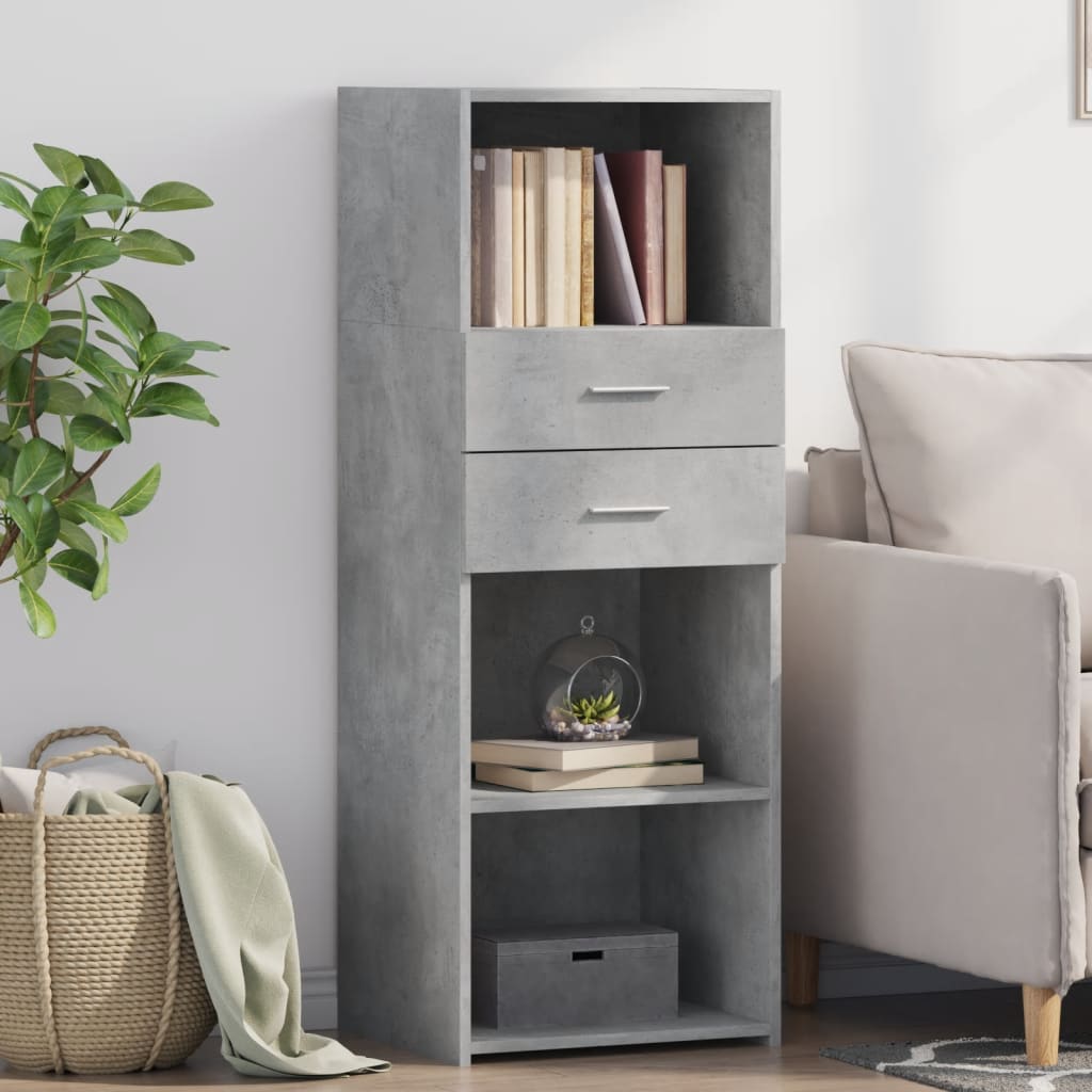 Hoge kast 45x42,5x124 cm bewerkt hout betongrijs is nu te koop bij PeponiXL, paradijselijk wonen!