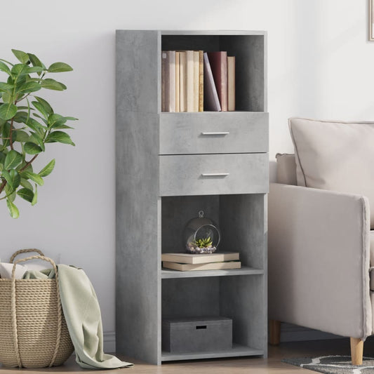 Hoge kast 45x42,5x124 cm bewerkt hout betongrijs is nu te koop bij PeponiXL, paradijselijk wonen!