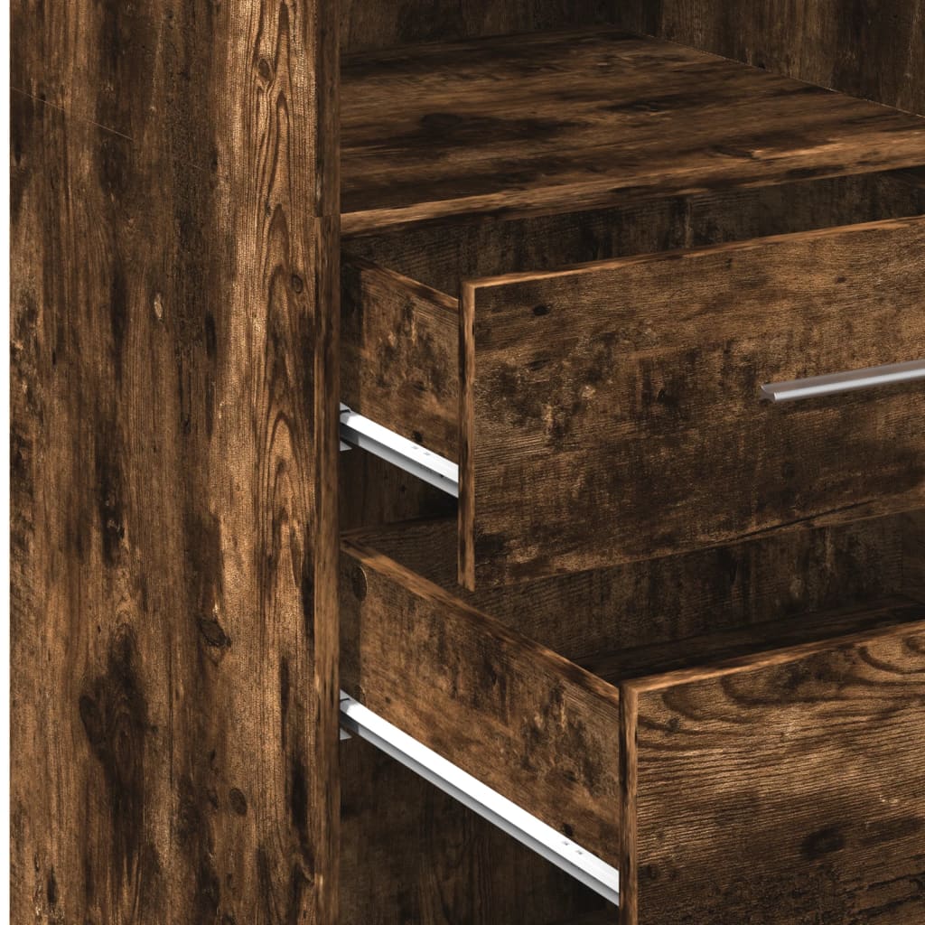 Hoge kast 45x42,5x124 cm bewerkt hout gerookt eikenkleurig is nu te koop bij PeponiXL, paradijselijk wonen!