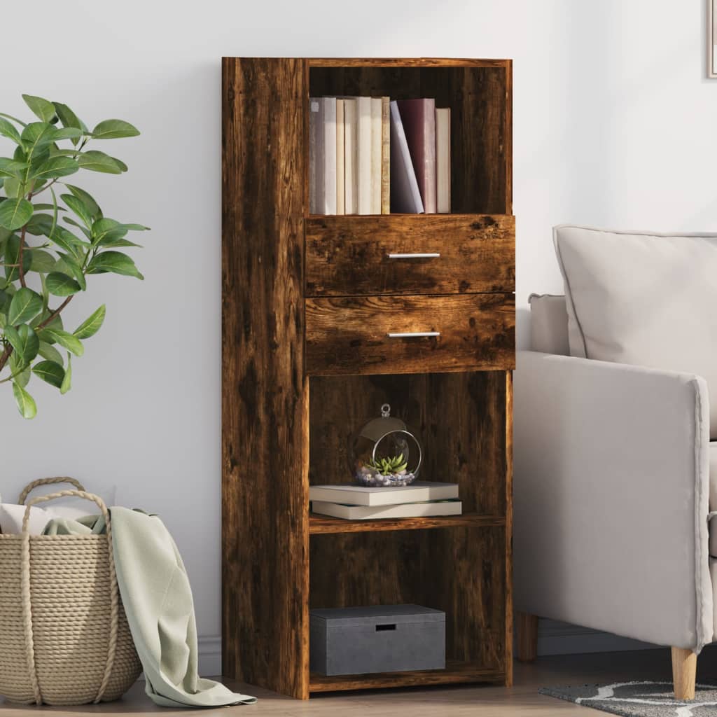 Hoge kast 45x42,5x124 cm bewerkt hout gerookt eikenkleurig is nu te koop bij PeponiXL, paradijselijk wonen!