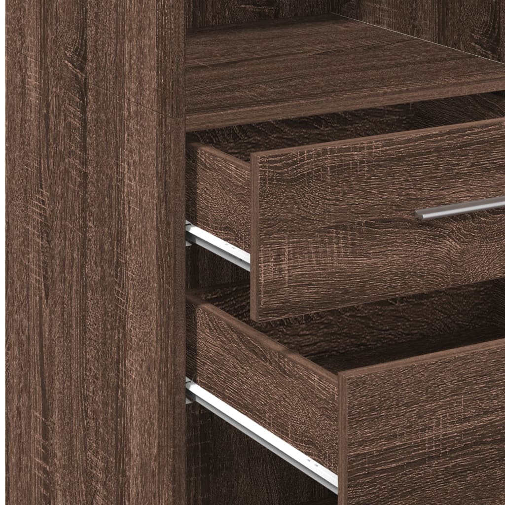 Hoge kast 45x42,5x124 cm bewerkt hout bruin eikenkleurig is nu te koop bij PeponiXL, paradijselijk wonen!