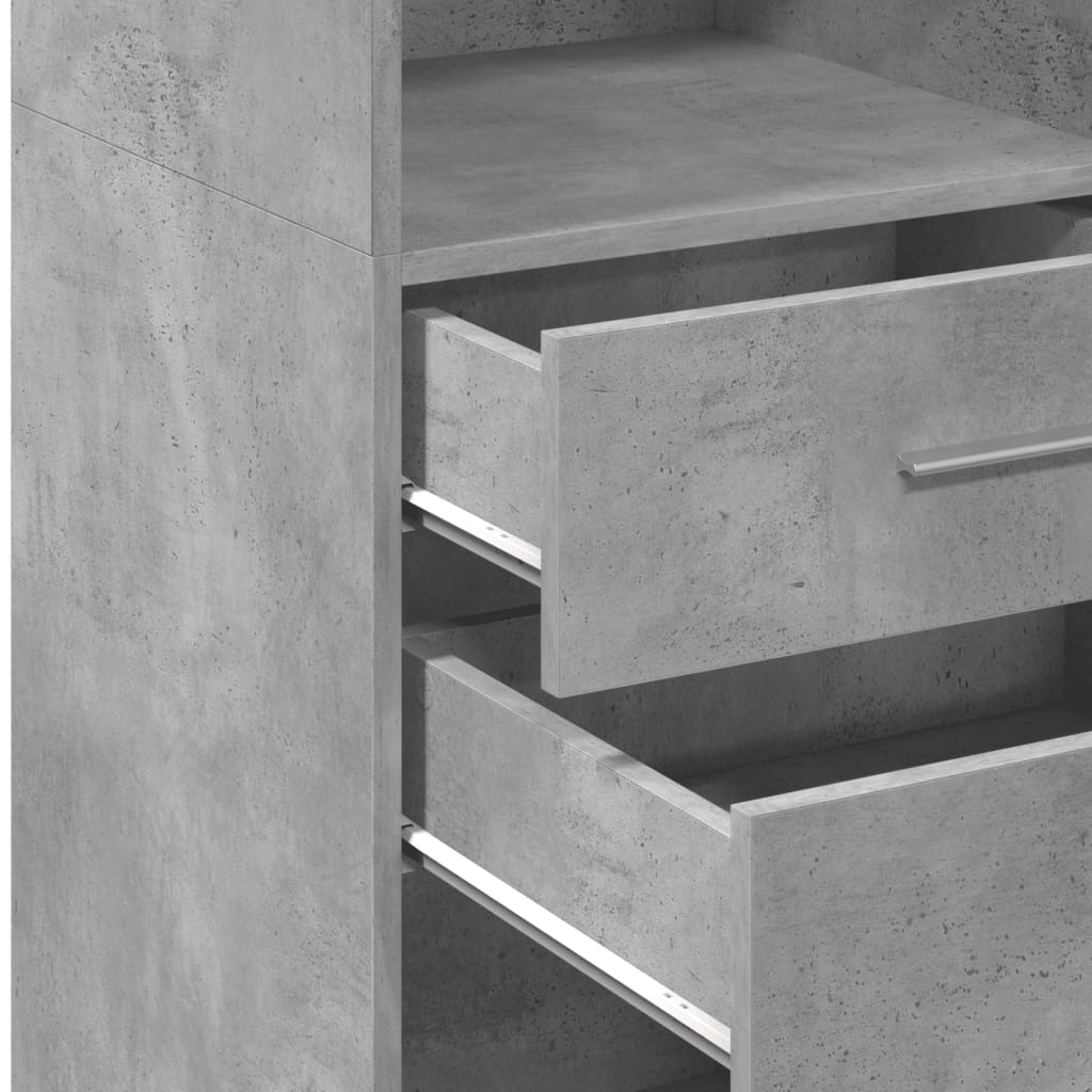 Hoge kast 50x42,5x124 cm bewerkt hout betongrijs is nu te koop bij PeponiXL, paradijselijk wonen!