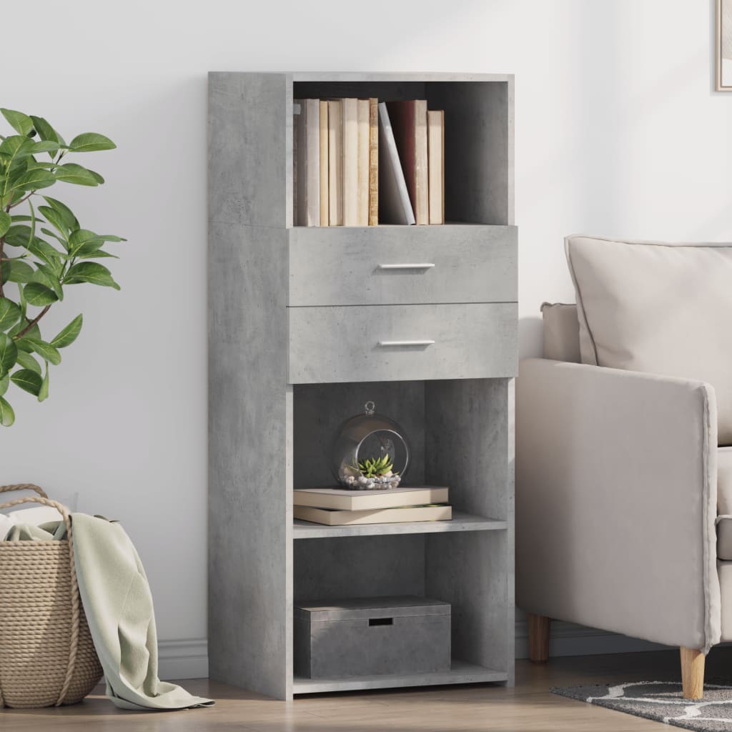 Hoge kast 50x42,5x124 cm bewerkt hout betongrijs is nu te koop bij PeponiXL, paradijselijk wonen!