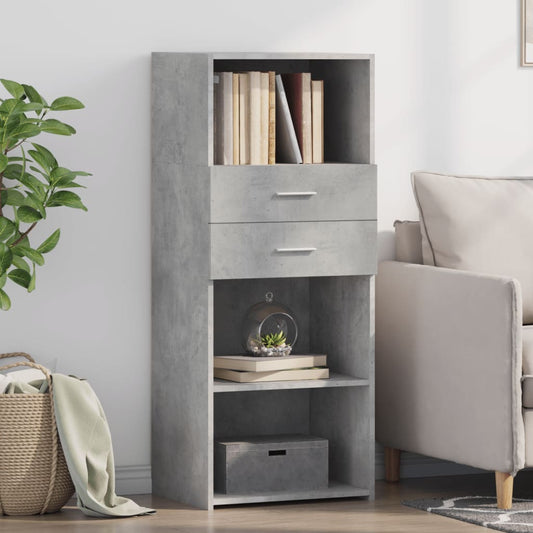 Hoge kast 50x42,5x124 cm bewerkt hout betongrijs is nu te koop bij PeponiXL, paradijselijk wonen!
