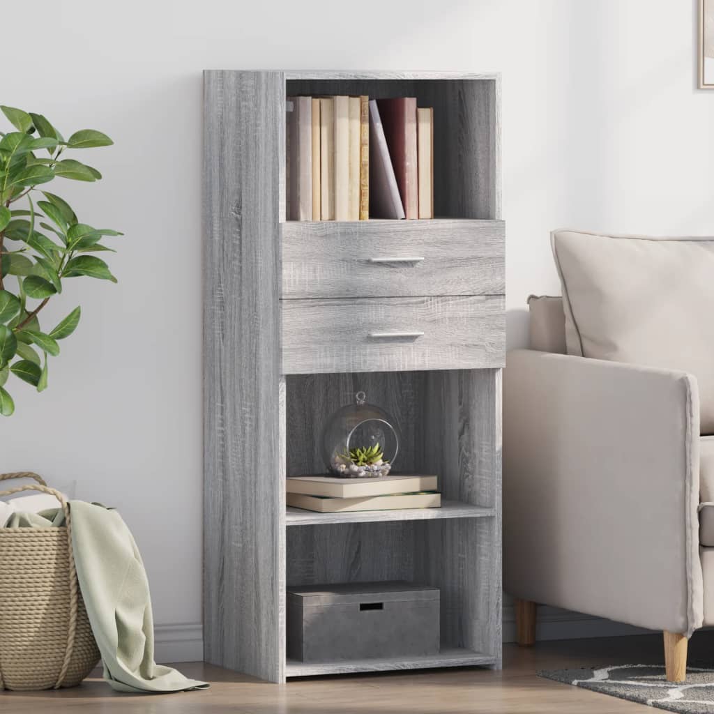 Hoge kast 50x42,5x124 cm bewerkt hout grijs sonoma eikenkleurig is nu te koop bij PeponiXL, paradijselijk wonen!