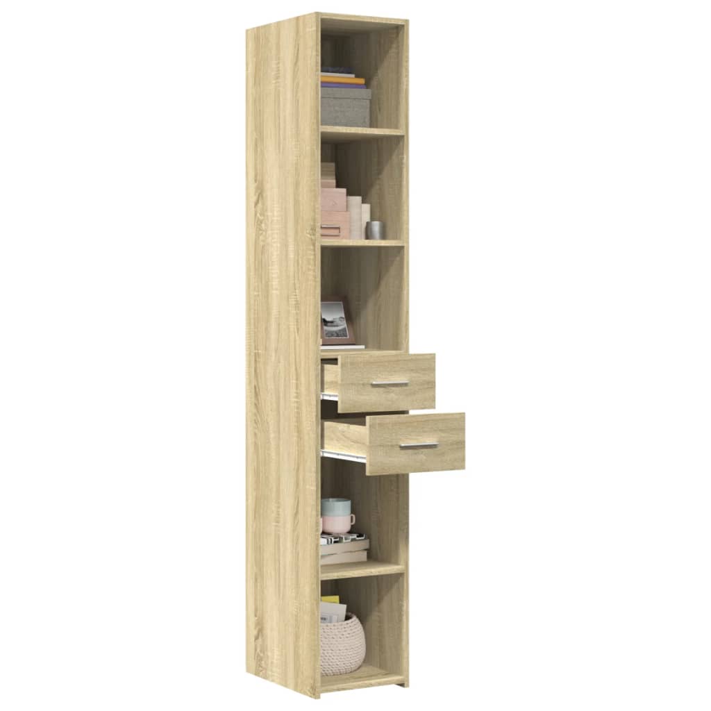 Hoge kast 30x42,5x185 cm bewerkt hout sonoma eikenkleurig is nu te koop bij PeponiXL, paradijselijk wonen!