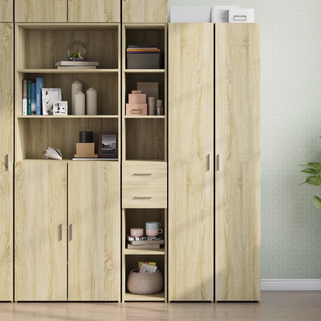 Hoge kast 30x42,5x185 cm bewerkt hout sonoma eikenkleurig is nu te koop bij PeponiXL, paradijselijk wonen!