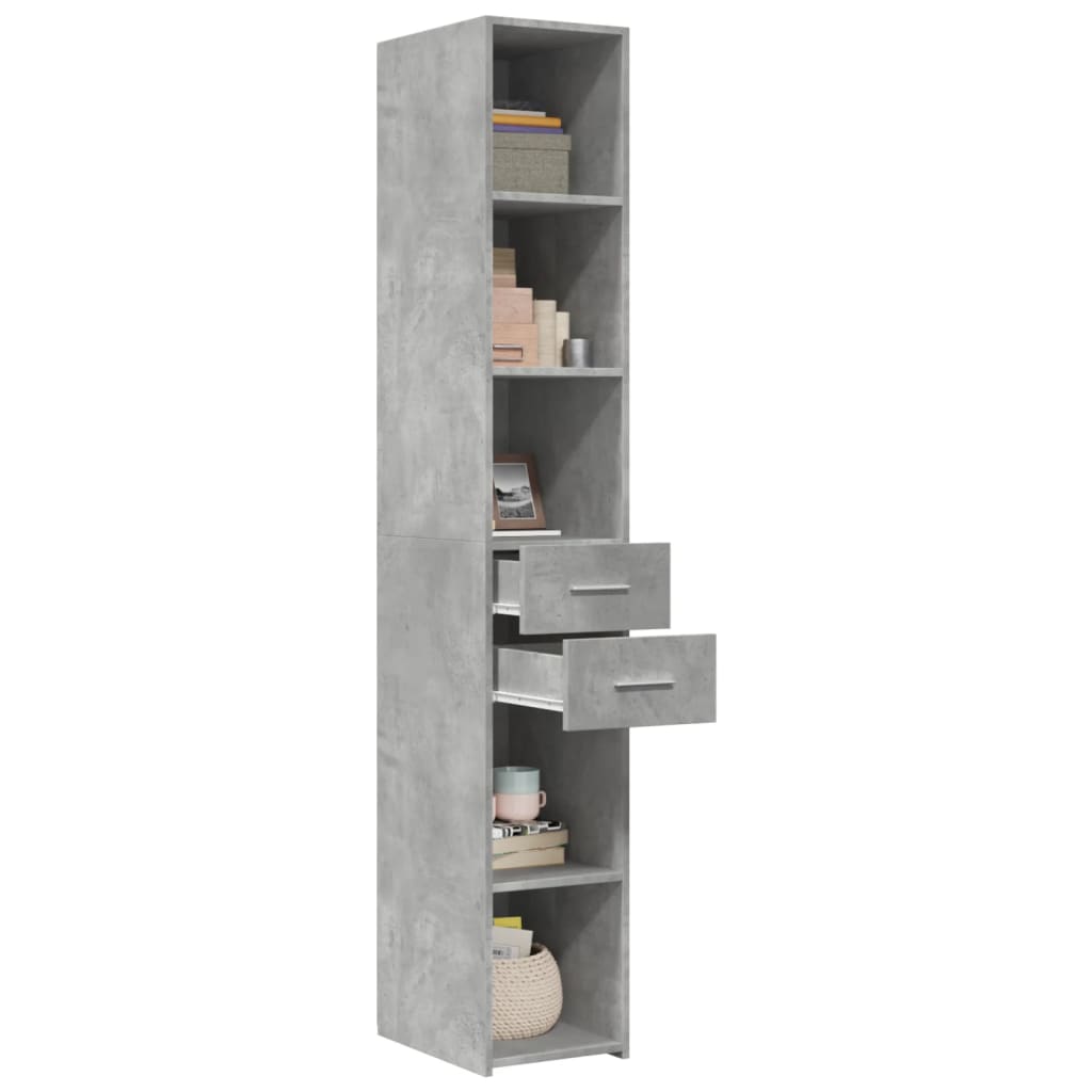 Hoge kast 30x42,5x185 cm bewerkt hout betongrijs is nu te koop bij PeponiXL, paradijselijk wonen!