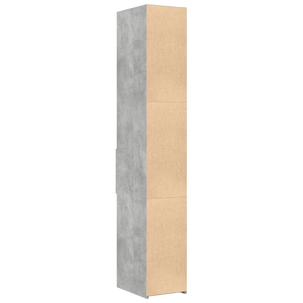Hoge kast 30x42,5x185 cm bewerkt hout betongrijs is nu te koop bij PeponiXL, paradijselijk wonen!