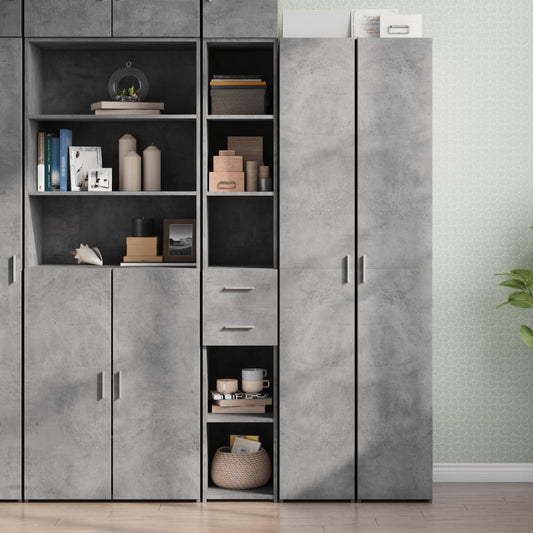 Hoge kast 30x42,5x185 cm bewerkt hout betongrijs is nu te koop bij PeponiXL, paradijselijk wonen!