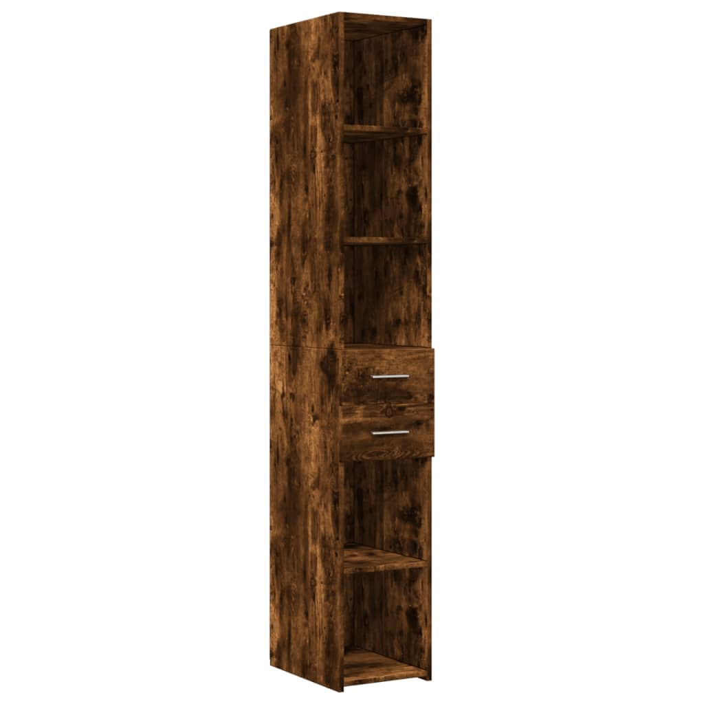 Hoge kast 30x42,5x185 cm bewerkt hout gerookt eikenkleurig is nu te koop bij PeponiXL, paradijselijk wonen!