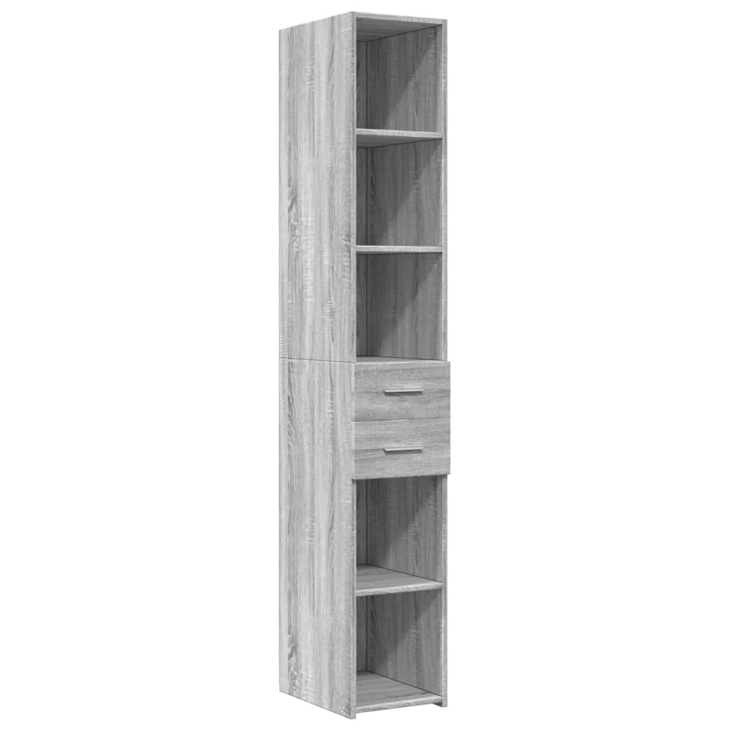 Hoge kast 30x42,5x185 cm bewerkt hout grijs sonoma eikenkleur is nu te koop bij PeponiXL, paradijselijk wonen!