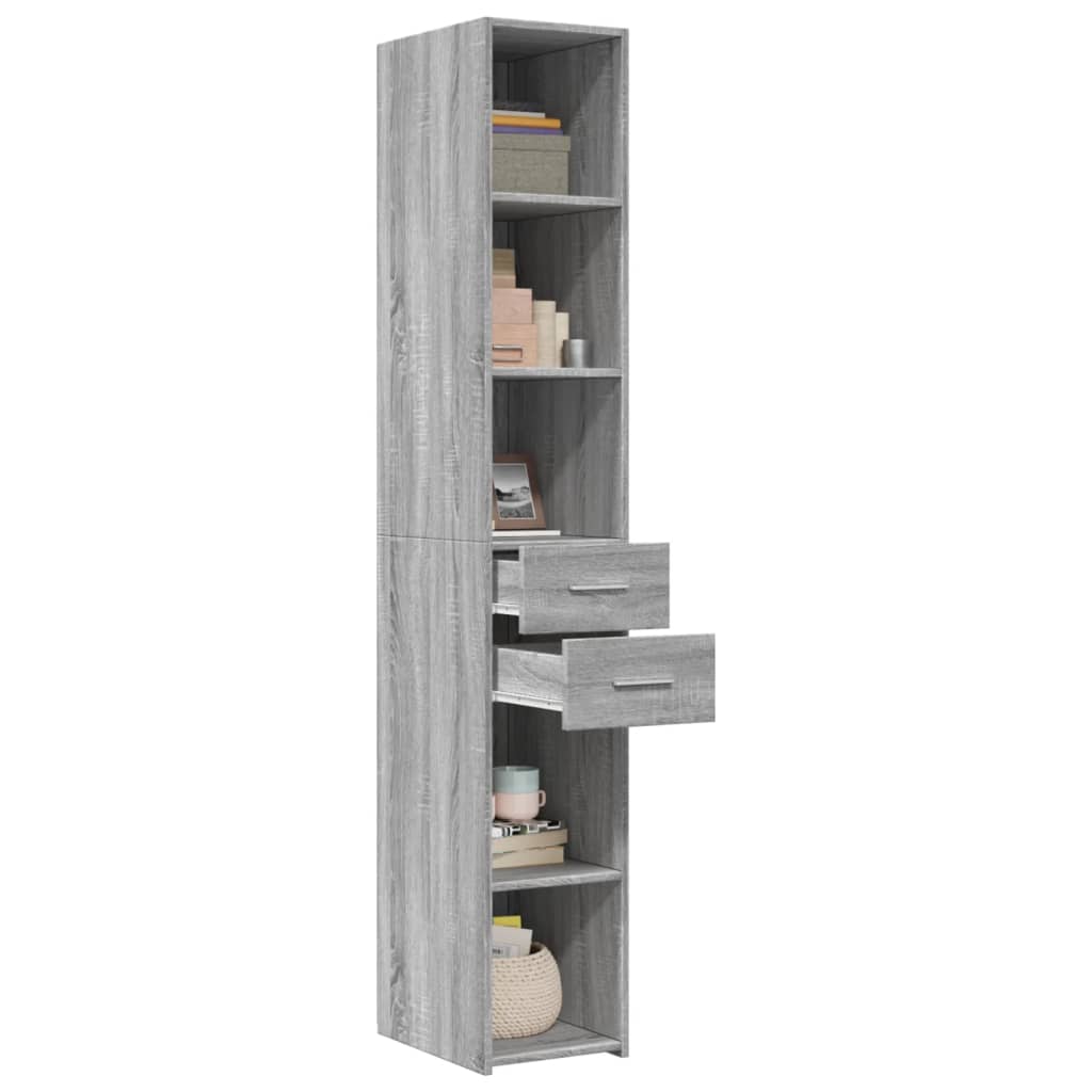 Hoge kast 30x42,5x185 cm bewerkt hout grijs sonoma eikenkleur is nu te koop bij PeponiXL, paradijselijk wonen!