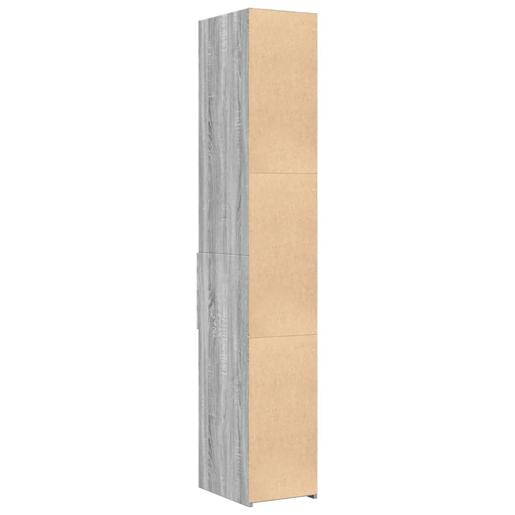 Hoge kast 30x42,5x185 cm bewerkt hout grijs sonoma eikenkleur is nu te koop bij PeponiXL, paradijselijk wonen!