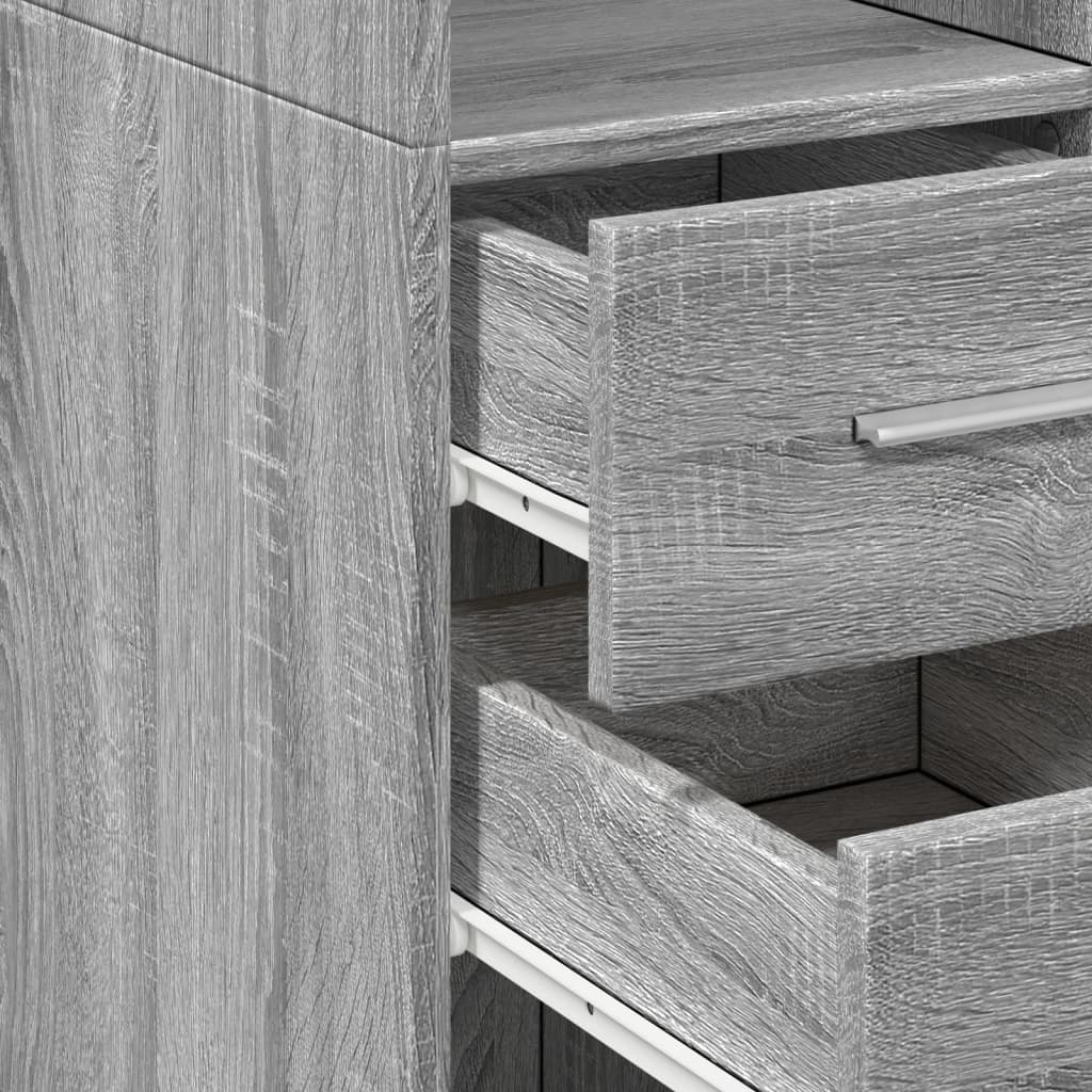 Hoge kast 30x42,5x185 cm bewerkt hout grijs sonoma eikenkleur is nu te koop bij PeponiXL, paradijselijk wonen!